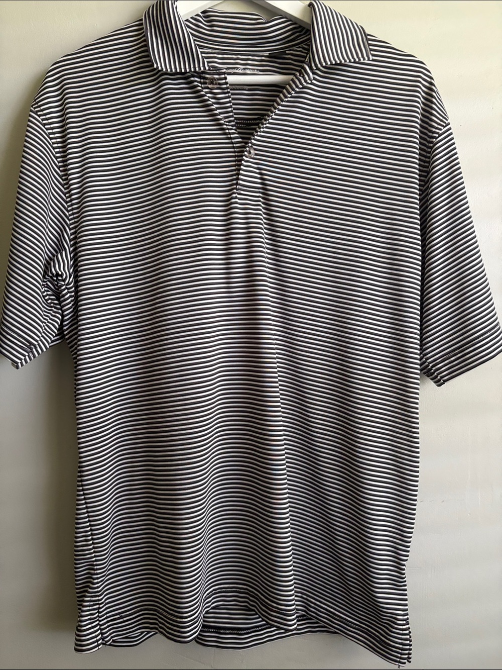 Tommy Bahama Black and White Striped Polo